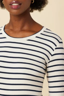 Berkeley Long Sleeve Dream Knit Tee - Marine Stripe -Swish Drape Sales 21 0108 Long Sleeve Berkeley Marine Stripe 4