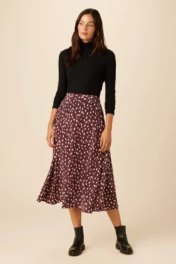 Blaze Washable Silk Skirt - Pebble Dot Plum -Swish Drape Sales 21 9838 Blaze Plum Ivory 4 scaled
