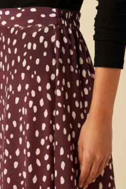 Blaze Washable Silk Skirt - Pebble Dot Plum -Swish Drape Sales 21 9838 Blaze Plum Ivory 5 scaled