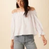 Valerie Off-Shoulder Cotton Blouse - White