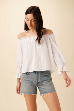 Valerie Off-Shoulder Cotton Blouse - White