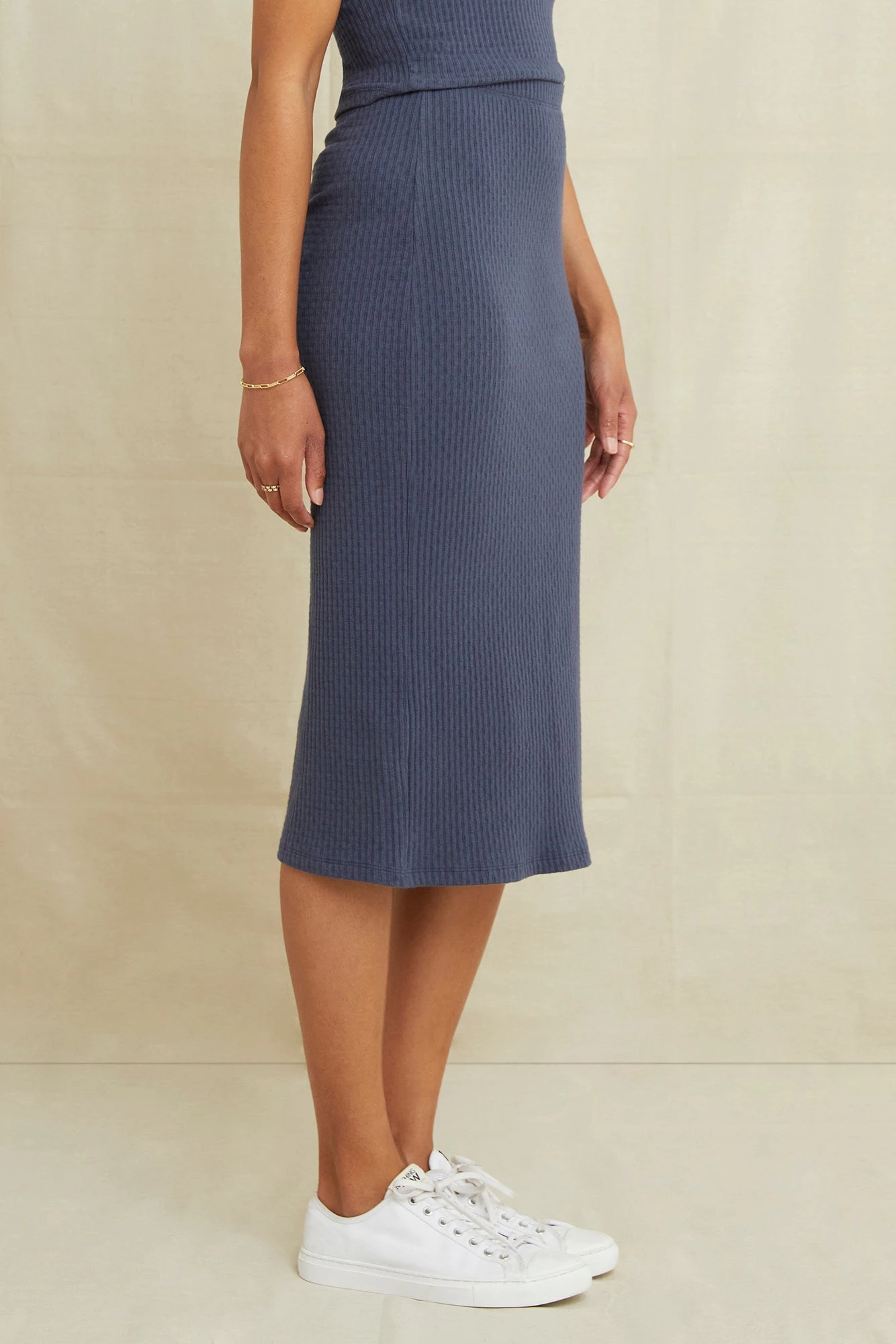 Sloane Pointelle Rib Skirt - Pacific Blue 2 Sloane Pointelle Rib Skirt - Pacific Blue - Image 2