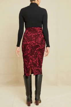 Alice Upcycled Skirt - Bordeaux Floral -Swish Drape Sales 7693 Alice Bordeaux Bordeaux Floral 12348 web