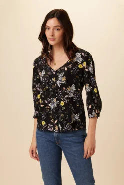 Heidi Washable Silk Blouse - French Jardin Black