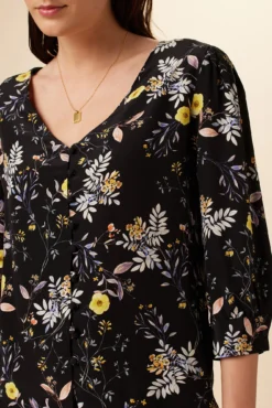 Heidi Washable Silk Blouse - French Jardin Black -Swish Drape Sales 7904 Heidi French Jardin Black 4