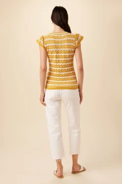 Kelso Organic Cotton Blouse - Ivory And Sunflower -Swish Drape Sales 7954 Kelso Ivory Sunflower 3