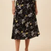 Blaze Washable Silk Wrap Skirt - French Jardin Black