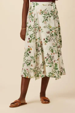 Flora Washable Silk Wrap Skirt - Silverwood Floral