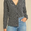 Kaya Washable Silk Blouse - Heart Black Ivory Print