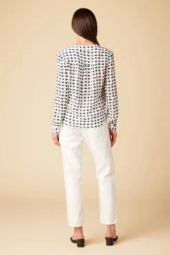 Kaya Washable Silk Blouse - Squared Up White -Swish Drape Sales 8509 Kaya Squared Up White 3