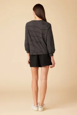 Issa Raglan Slub Tee - Gigi Black Stripe -Swish Drape Sales 9400 Issa Slub Gigi Stripe Black 3