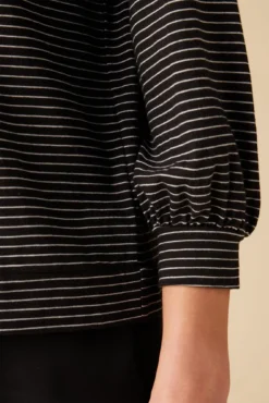 Issa Raglan Slub Tee - Gigi Black Stripe -Swish Drape Sales 9400 Issa Slub Gigi Stripe Black 4