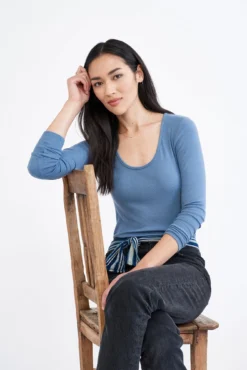 Itana Long Sleeve Dream Rib Tee - Horizon