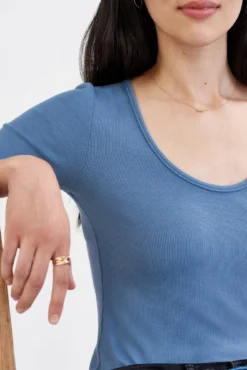 Itana Long Sleeve Dream Rib Tee - Horizon -Swish Drape Sales 9456 Itana Horizon 1519 web 24a8cd2d 7025 4edb bba8 43b848ec8b17