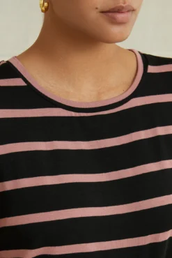 Berkeley Dream Knit Tee - Black And Quartz -Swish Drape Sales 9493SSBerkeleySausalitoBlackQuartzStripe 3321 web 7ff712d4 e623 4a0d 8f7b f64ee53d8532