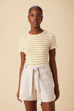 Berkeley Dream Knit Tee - Ivory Sunflower Stripe