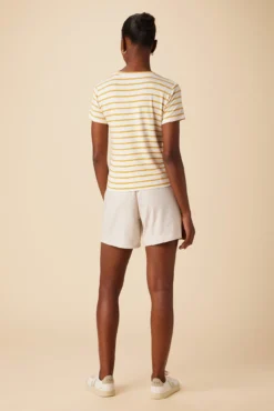 Berkeley Dream Knit Tee - Ivory Sunflower Stripe -Swish Drape Sales 9493 SS Berkeley Harbor Stripe Ivory Sunflower 3