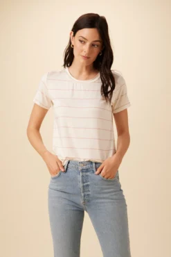 Berkeley Dream Knit Tee - Havana Stripe Rose