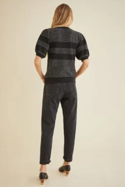 Liza Sweater Tee - Black Texture Stripe -Swish Drape Sales 9666 Liza Black Texture Stripe 2267 web e30e8cd4 4de1 4c12 bcb5 369fc9e04142