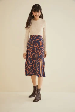 Ollie Midi Skirt - Matisse -Swish Drape Sales 9678 Ollie Silk Matisse Rust 2293 web