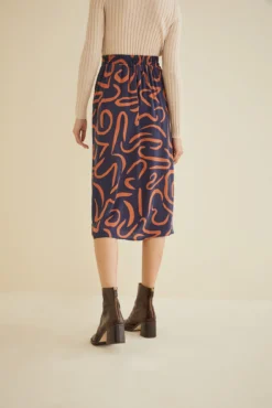 Ollie Midi Skirt - Matisse -Swish Drape Sales 9678 Ollie Silk Matisse Rust 2326 web