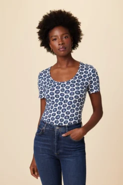 Cara Reverie Knit Tee - Calico Navy