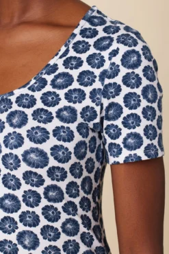 Cara Reverie Knit Tee - Calico Navy -Swish Drape Sales 9818R1 SS Cara Calico Navy 4