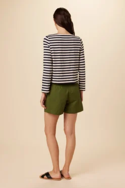 Cecelia Long Sleeve Reverie Knit Tee - Navy And Ivory -Swish Drape Sales 9819 Cecelia Navy Ivory Stripe 3