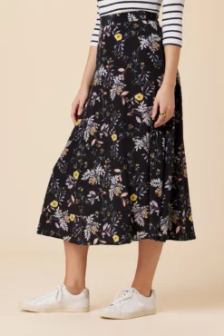 Blaze Washable Silk Skirt - French Jardin Black -Swish Drape Sales 9838 Blaze French Jardin Black 2