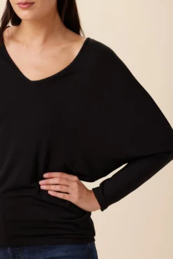 Mayr Long Sleeve Dream Knit Tee - Black -Swish Drape Sales 9938 Long Sleeve Mayr Black 4