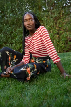 Cecelia Long Sleeve Reverie Knit Tee - Zinnia And Ivory