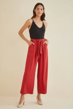 Eldora Wide Leg Pants - Red