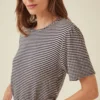Odilia Scallop Knit Tee - Navy Natural